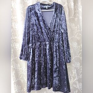 Modcloth Velvet Long Sleeve Dress in Deep Blue 3X